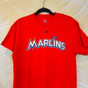 Majestic Marlins Tee T-shirt in Medium Reyes #7 baseball
